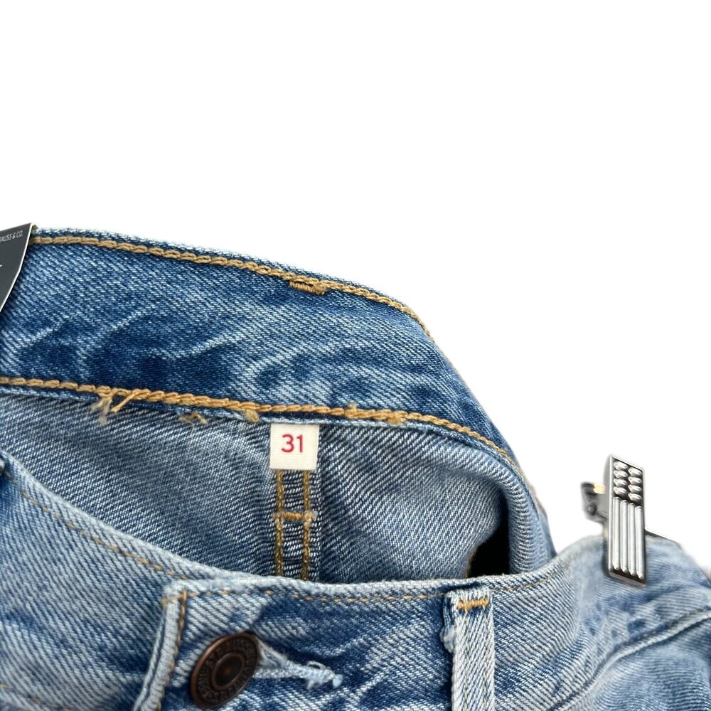 Levi's Ankle Column Skirt Please Hold Medium Wash Denim Slit Womens 31 - Picture 13 of 16